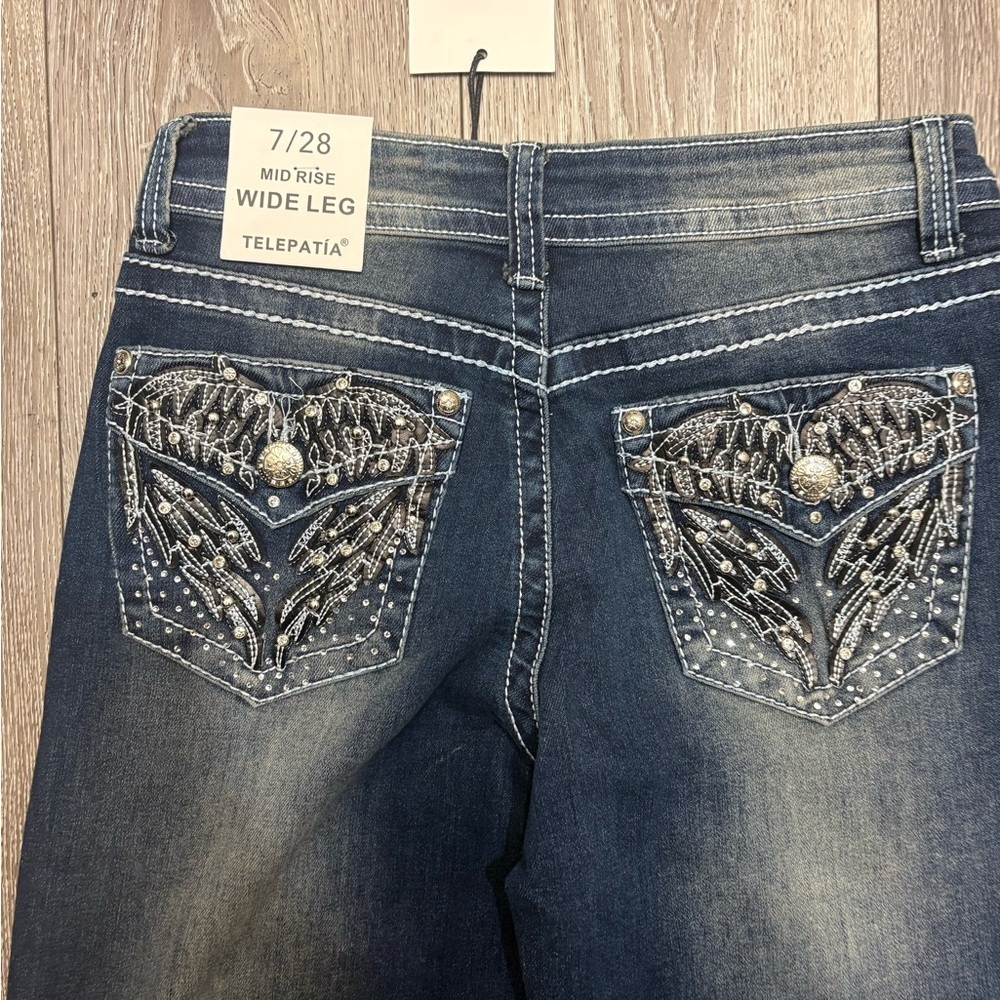 Telepatía Dark Blue wide-leg Jeans - Picture 8 of 9
